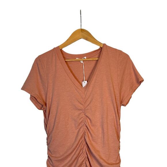 Sundry Women's V-Neck Short Sleeve Stretch Ruched Mini Dress Size XL Pink NWT - Picture 5 of 9